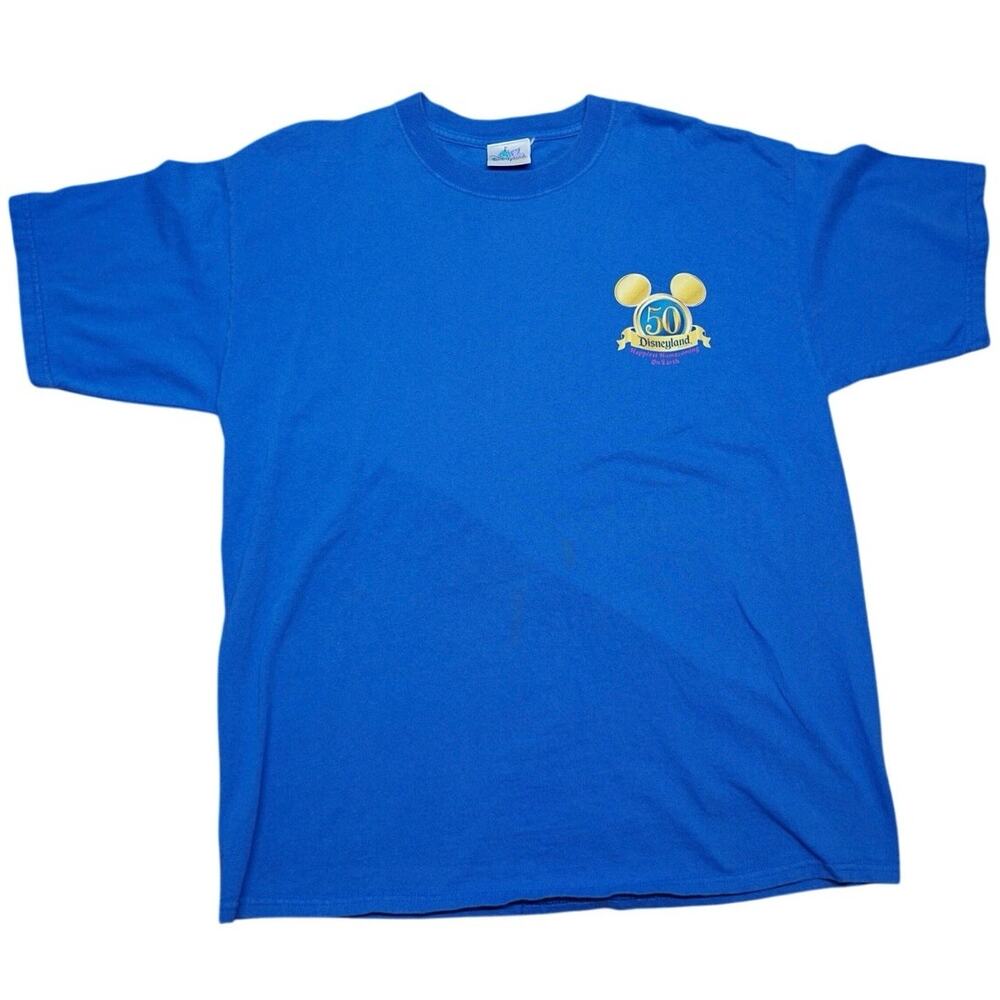 Disneyland 50th Anniversary T Shirt Blue Castle Graphic Tee Mens Large